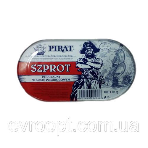 Шпроти в томаті Pirat Szprot 170 г, фото 1