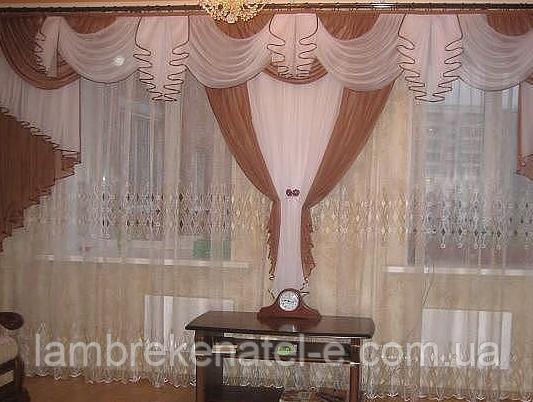 Ламбрекен у зал на вікна з перестінком, фото 1