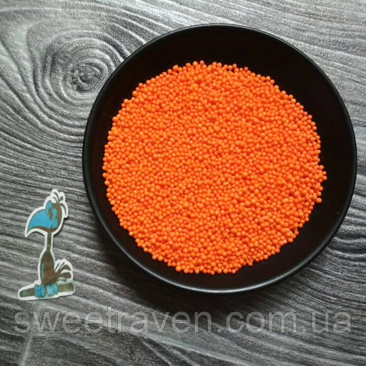 Кондитерська посипка цукрові кульки Помаранчеві (2 мм) - 50 грам