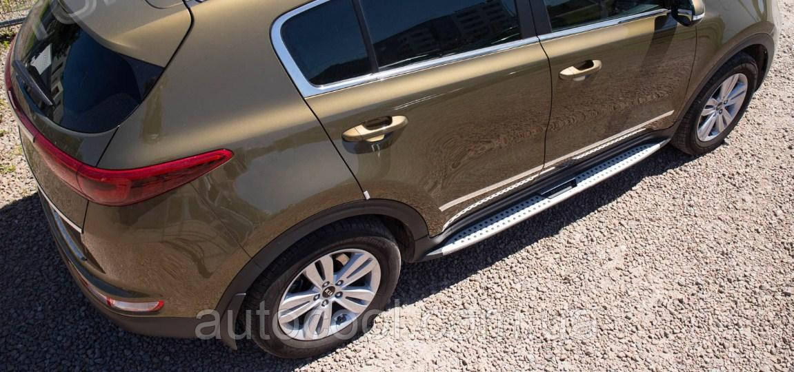 Бічні пороги підніжки Kia Sportage 2016+ г.в. стиль BMW , фото 1