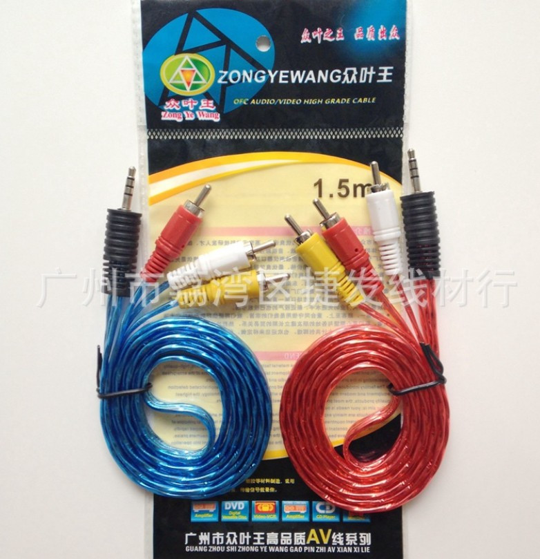 3,5 mm-3 RCA 1,5 метр в силіконі (в упаковці)