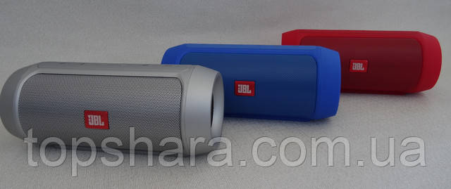 Колонка портативная беспроводная Bluetooth JBL Charge 2+ водонепроницаемая цвет красный, серый, синий
