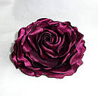Брошка квітка з тканини ручної роботи "Бордова троянда", фото 2