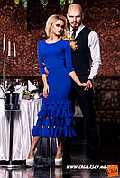 Сукня кольору "королівський синій" з оригінальним оздобленням 42 44  Jadone Fashion