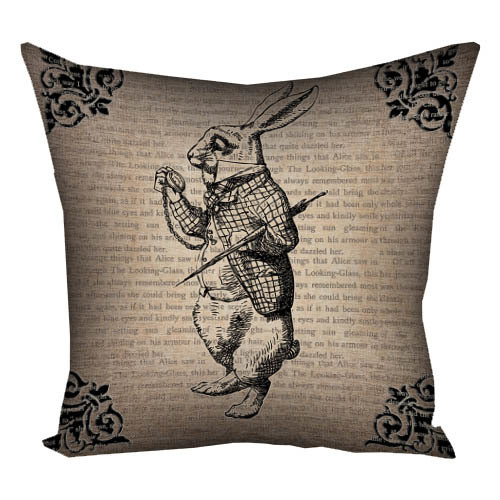 Подушка з принтом габардинова Білий кролик 30x30 (3P_WON020), фото 1