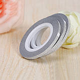 Цукрова нитка для нігтів у рулоні, срібло - 3мм, фото 3