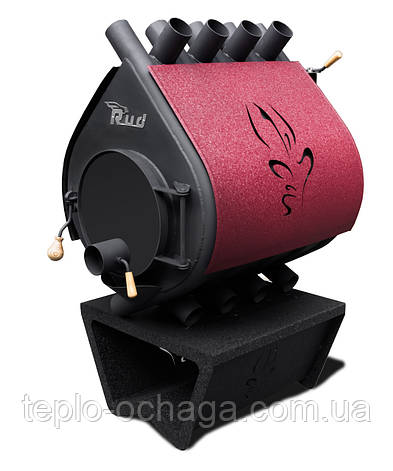 Дровяна піч для дому Rud Pyrotron Кантрі 02 з обшивкою декоративною (бордова), фото 1