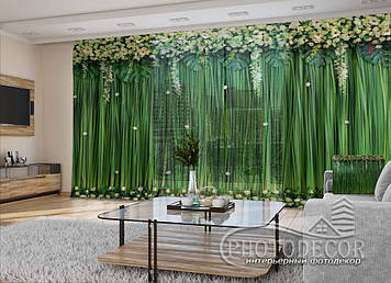 3D - Фото Штори і тюль "Ламбрекени з квітів і листя" - будь-який розмір. Читаємо опис!