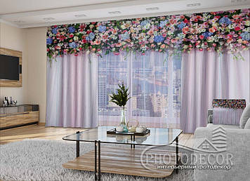 3D - Фото Штори і тюль "Ламбрекени з квітів. Фантазія" - будь-який розмір. Читаємо опис!