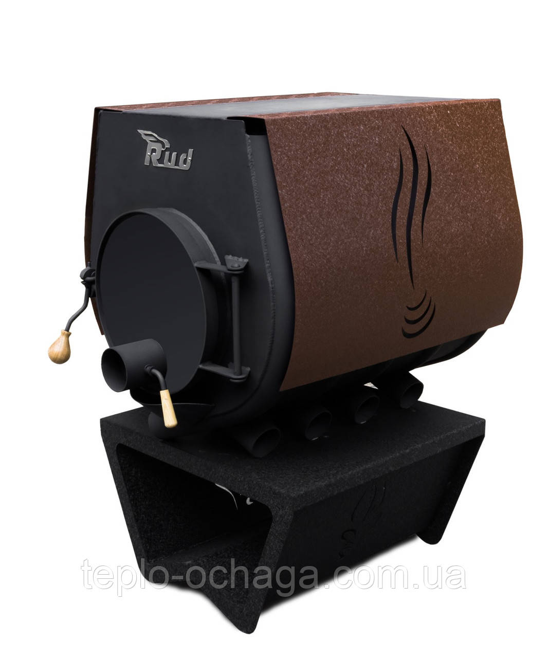 Дровяний Булер'ян Rud Pyrotron Кантрі 02 з варильною поверхнею обшивка декоративна (коричнева)