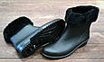 Жіночі гумові підлозі-чоботи чорні, матові + утеплювач., фото 3