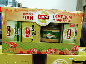 Чай Lipton 75пак (3*25) + 250 г меду набір