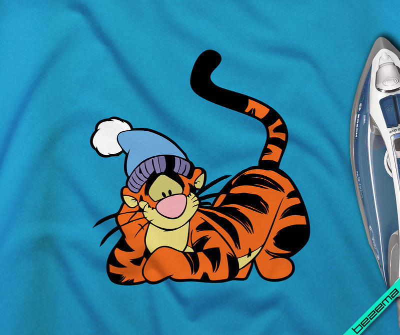 Термоперевод на текстиль для дому Тигра в шапці [Свій розмір і матеріали в асортименті]