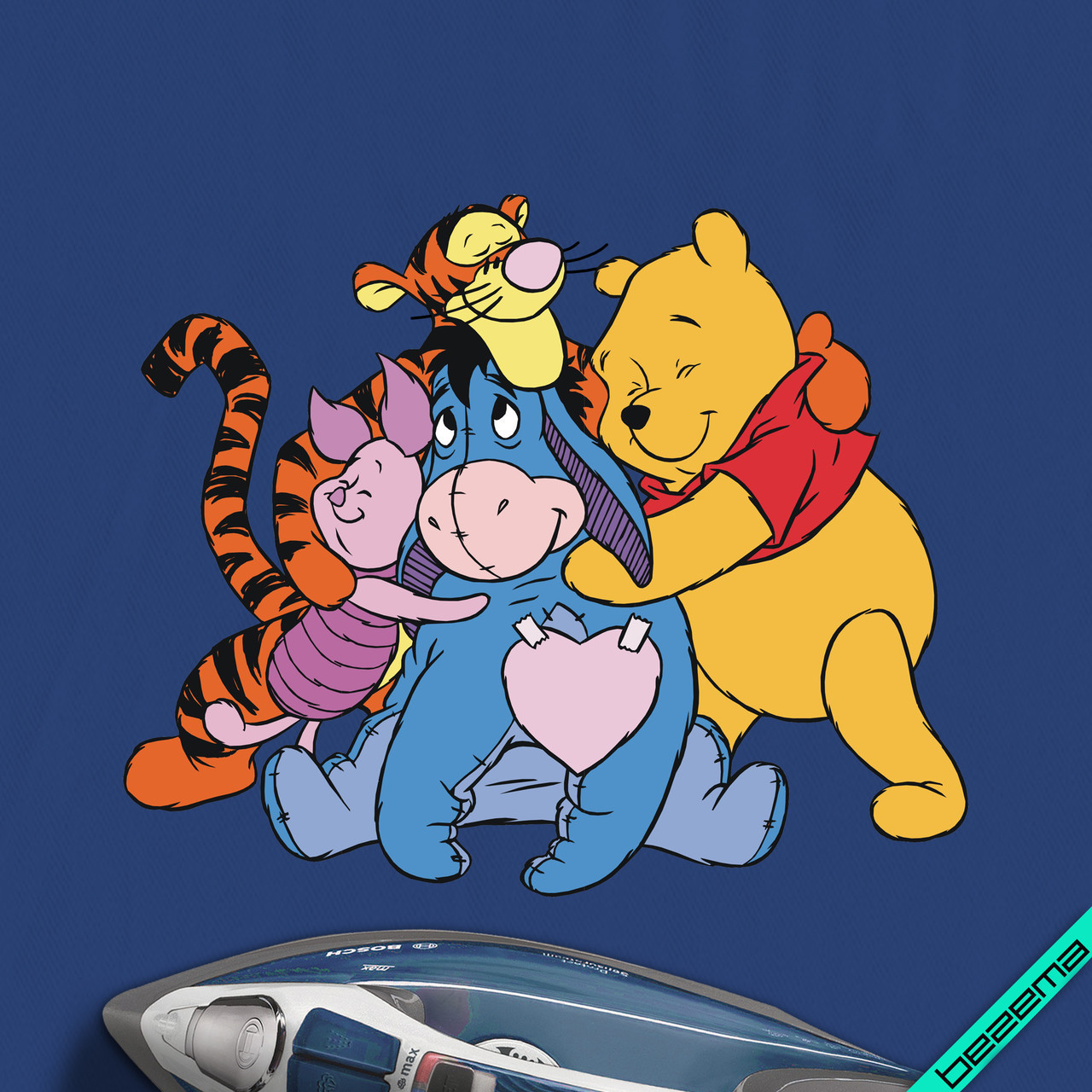 Термонаклейки на костюми Вінні і друзі з серцем [Свій розмір і матеріали в асортименті]