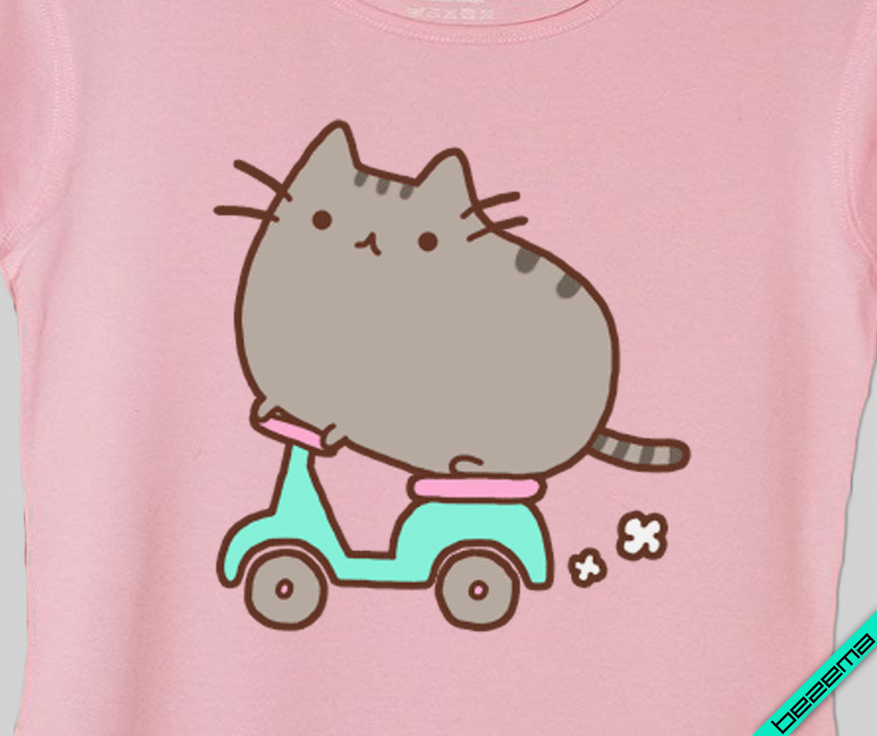 Термонаклейки на кашемір Pusheen cat на байку [Свій розмір і матеріали в асортименті]