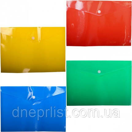 Папка-конверт А5 на кнопці, щільна, 17 мкм, кольорова, фото 2