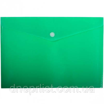 Папка-конверт А4, на кнопці, щільна, зелена, фото 2