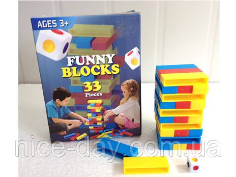 Настільна гра Дженга з кубиком, Джанга, Jenga вежа, фото 1