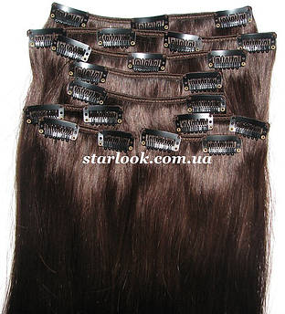Набір натурального волосся на кліпсах 50 см відтінок No2 160 грамів