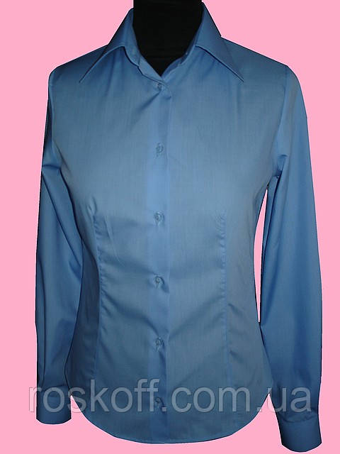 Женская блузка с длинным рукавом голубого цвета - фото 2 - id-p3715455