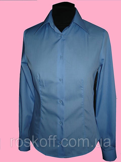 Женская блузка с длинным рукавом голубого цвета - фото 1 - id-p3715455