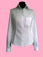 Класична жіноча блузка з довгим рукавом, білого кольору