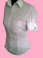 Женская блузка на длинный универсальный рукав белого цвета