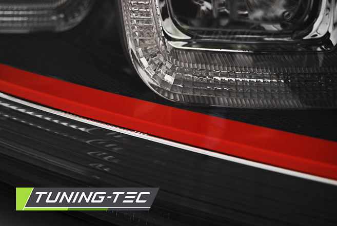 Фары передние тюнинг оптика Volkswagen Golf 7 стиль GTI черные с красной линией - фото 2 - id-p595815621