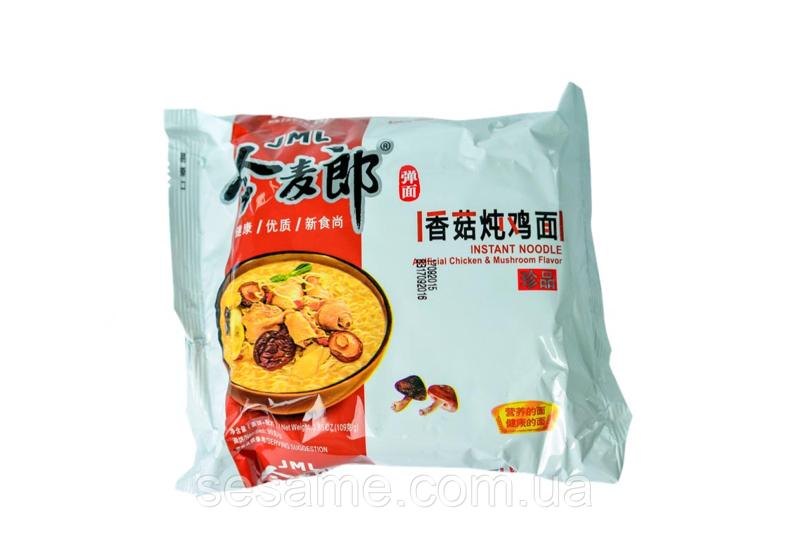 Китайська локшина рамен швидкого приготування курка-гриби Jml Instant Noodle 109г