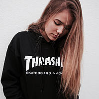 Толстовка черная Thrasher Skate | худи Трешер | кенгуру трашер