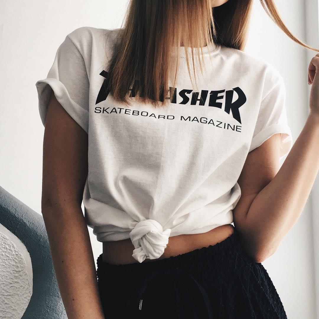 Thrasher Футболка жіноча | Оригінальні фото Бірки | Білий трешер XS, фото 1