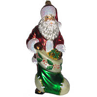 Ялинкова іграшка Санта з мішком подарунків KOMOZJA Santa with Bag, скло, ручна робота