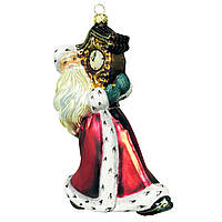 Ялинкова іграшка Санта зі старовинним годинником KOMOZJA Santa with Clock, скло, ручна робота