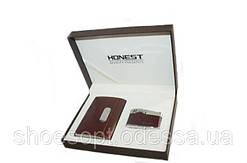 Стильний подарунок набір чоловічий Honest: візитниця, запальничка