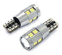 Світлодіодна Автолампа T10 (W5W) White PL-T10-18-4014SMD canbus with lens Sumsung