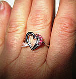 Срібний персень "Сердечко" із рубіном, розмір 17.5, фото 3
