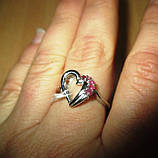 Срібний персень "Сердечко" із рубіном, розмір 17.5, фото 5