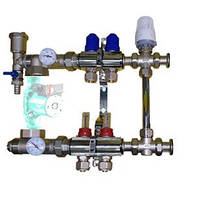 Колектор для теплої підлоги в складі з триходовим клапаном на 2 контури