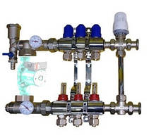 Колектор для теплої підлоги в складі з триходовим клапаном на 3 контури