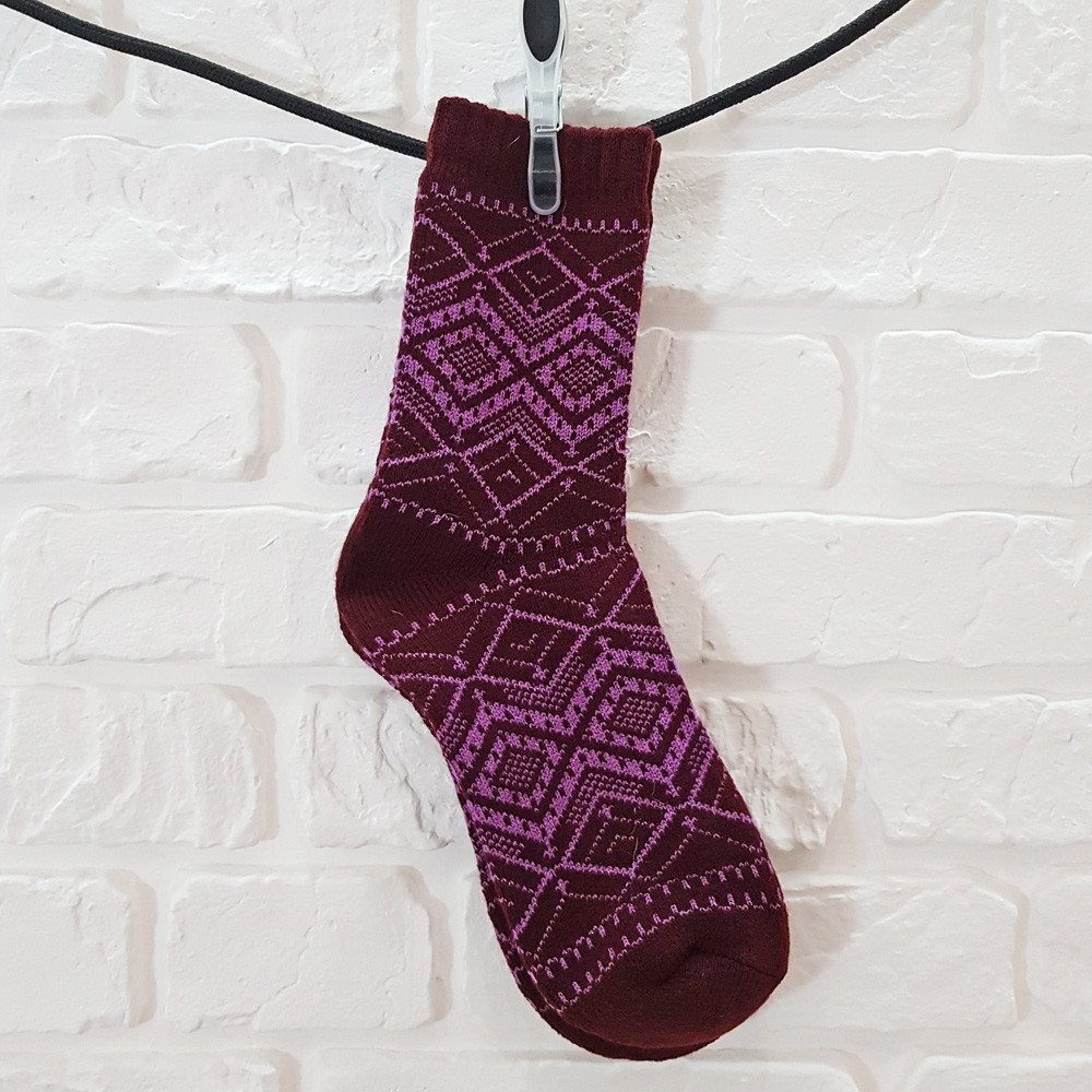 Шкарпетки термо унісекс із шерсті Woman's heel темно-бордовий (Ш-453-5)