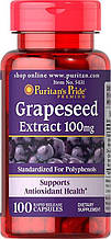 Екстракт виноградної кісточки, Puritan's Pride Grapeseed Extract 100 mg 100 Capsules