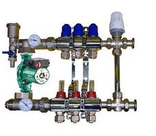 Колектор для теплої підлоги в складі з триходовим клапаном на 3 контури