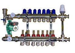Колектор для теплої підлоги в складі з триходовим клапаном на 7 контурів