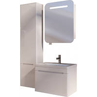 Комплект меблів для ванної (тумба, дзеркало, пенал) Tivoli Juventa (Tv-65WH+TvP-190WH+PrM-60) білий
