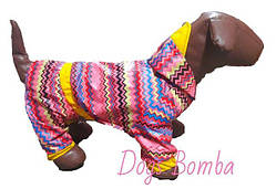 Дощовик комбінезон для собак "Кардіограма рожевий" M-20 (розмір 6)