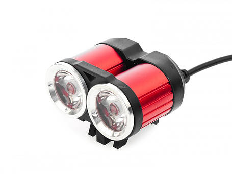 Фара 2XLED T6 анодована з кнопкою і живлення USB, фото 1