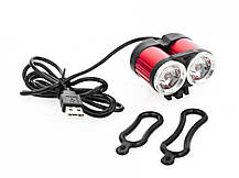 Фара 2XLED T6 анодована з кнопкою і живлення USB, фото 6
