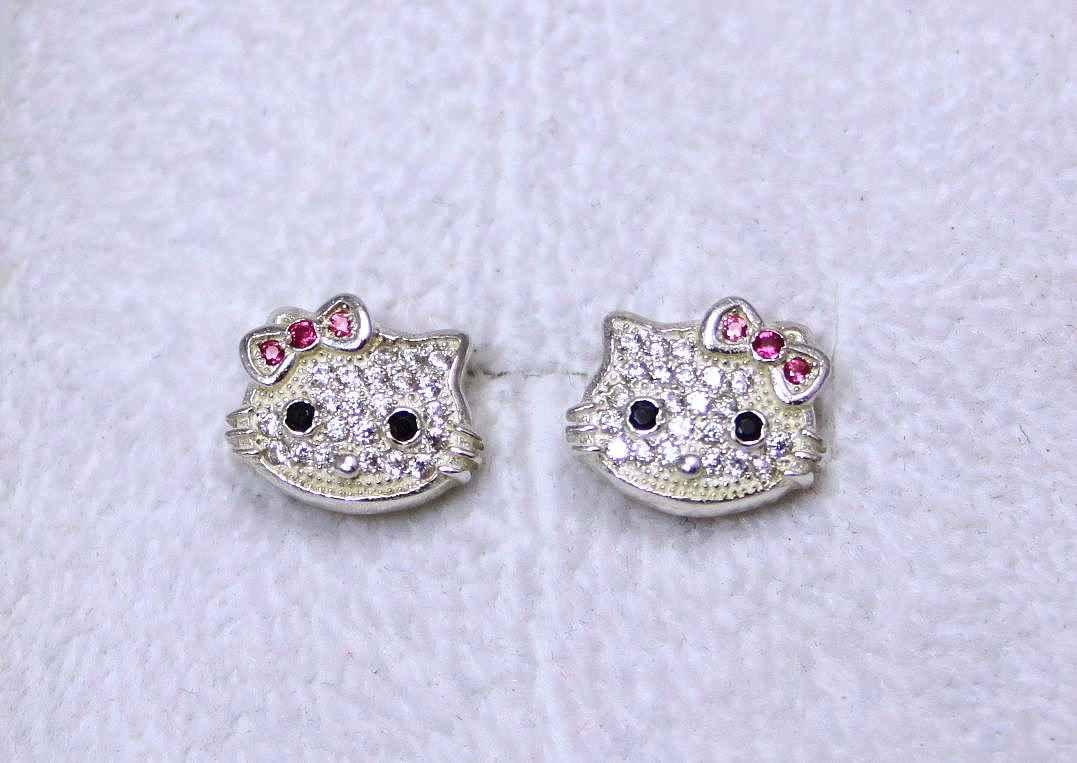 Сережки Hello Kitty Гвоздики срібло 925 проби АРТ2155