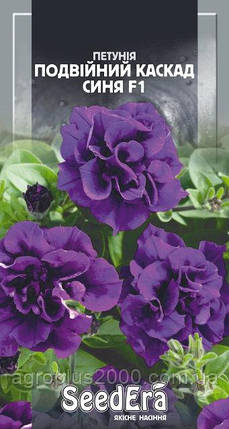Насіння Петунія махрова великоквіткова Подвійний Каскад F1 Синя 10 насінин Сerny SeedEra, фото 1