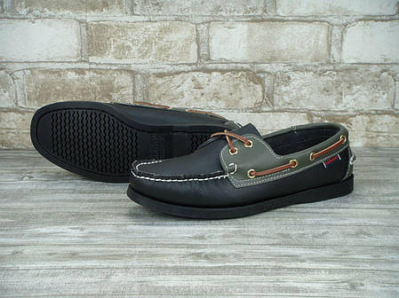 Мокасини топсайдеры чоловічі SEBAGO Black/Grey, себаго. ТОП Репліка ААА класу., фото 2
